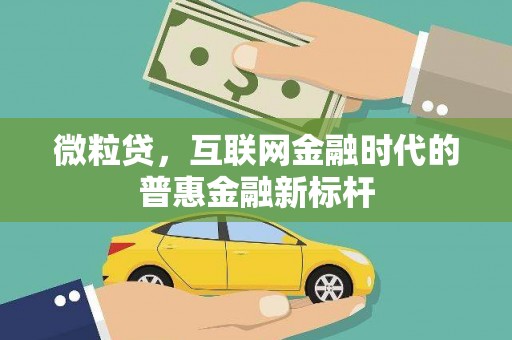 渭城微粒贷，互联网金融时代的普惠金融新标杆