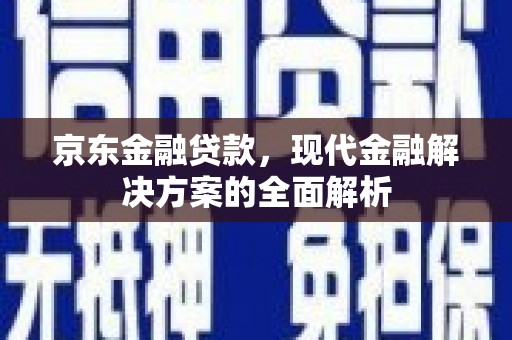 渭城京东金融贷款，现代金融解决方案的全面解析