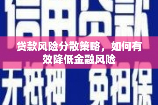渭城贷款风险分散策略，如何有效降低金融风险