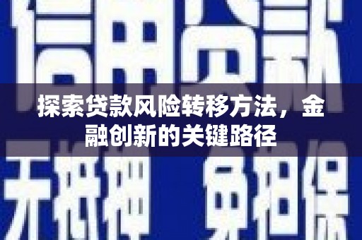 渭城探索贷款风险转移方法，金融创新的关键路径