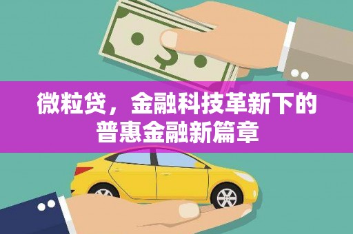 渭城微粒贷，金融科技革新下的普惠金融新篇章