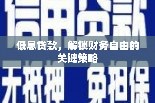 渭城低息贷款，解锁财务自由的关键策略