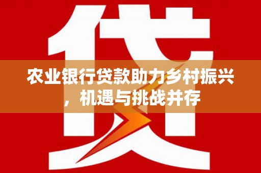 渭城农业银行贷款助力乡村振兴，机遇与挑战并存
